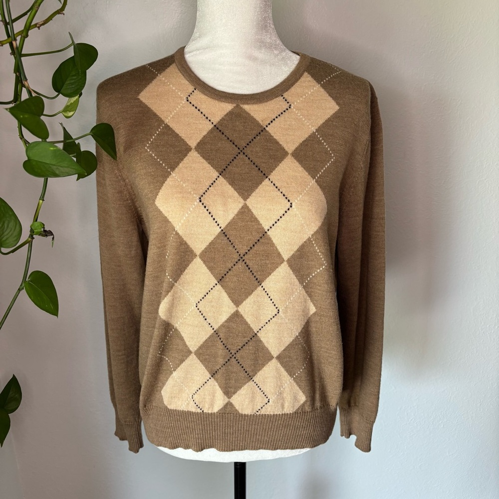 Pendleton Argyle Wool Petite Sweater Size L